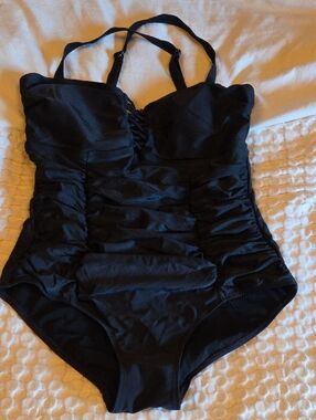 torrid Black Ruched One-Piece Swimsuit Size 0